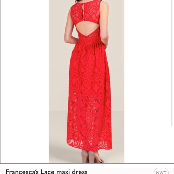 Red lace maxi dress - Picture 2 of 3